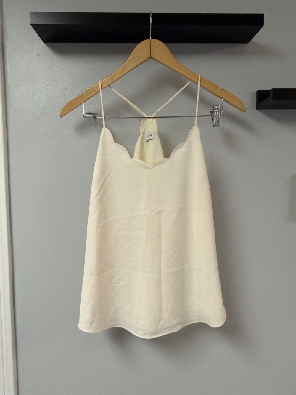 J. Crew Cream Scalloped Neck Silk Tank